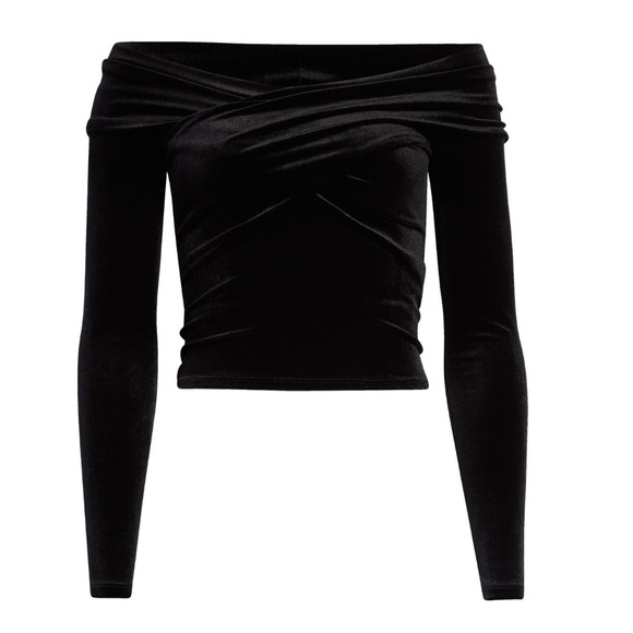 All Saints Tops - Delta Off The Shoulder AllSaints Velvet Top in Black